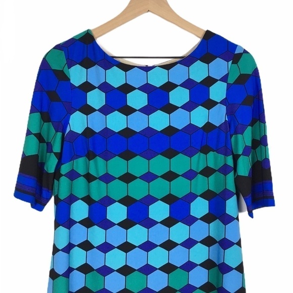 ELIZA J Shift Dress Retro Mod Geo Elbow Length Sleeves Wedding Guest Attire 10 - Picture 3 of 13